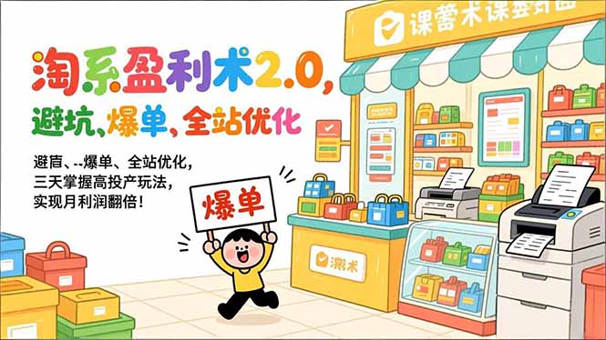 淘系盈利术2.0，避坑、爆单、全站优化，三天掌握高投产玩法，实现月利润翻倍！-白蛇网赚-余宽网创