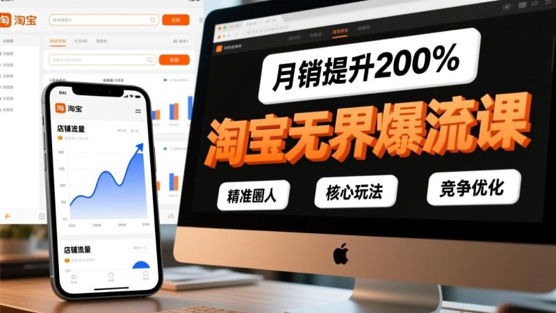 淘宝无界爆流课，精准圈人、核心玩法、竞争优化，快速引爆店铺流量，月销提升200%-白蛇网赚-余宽网创
