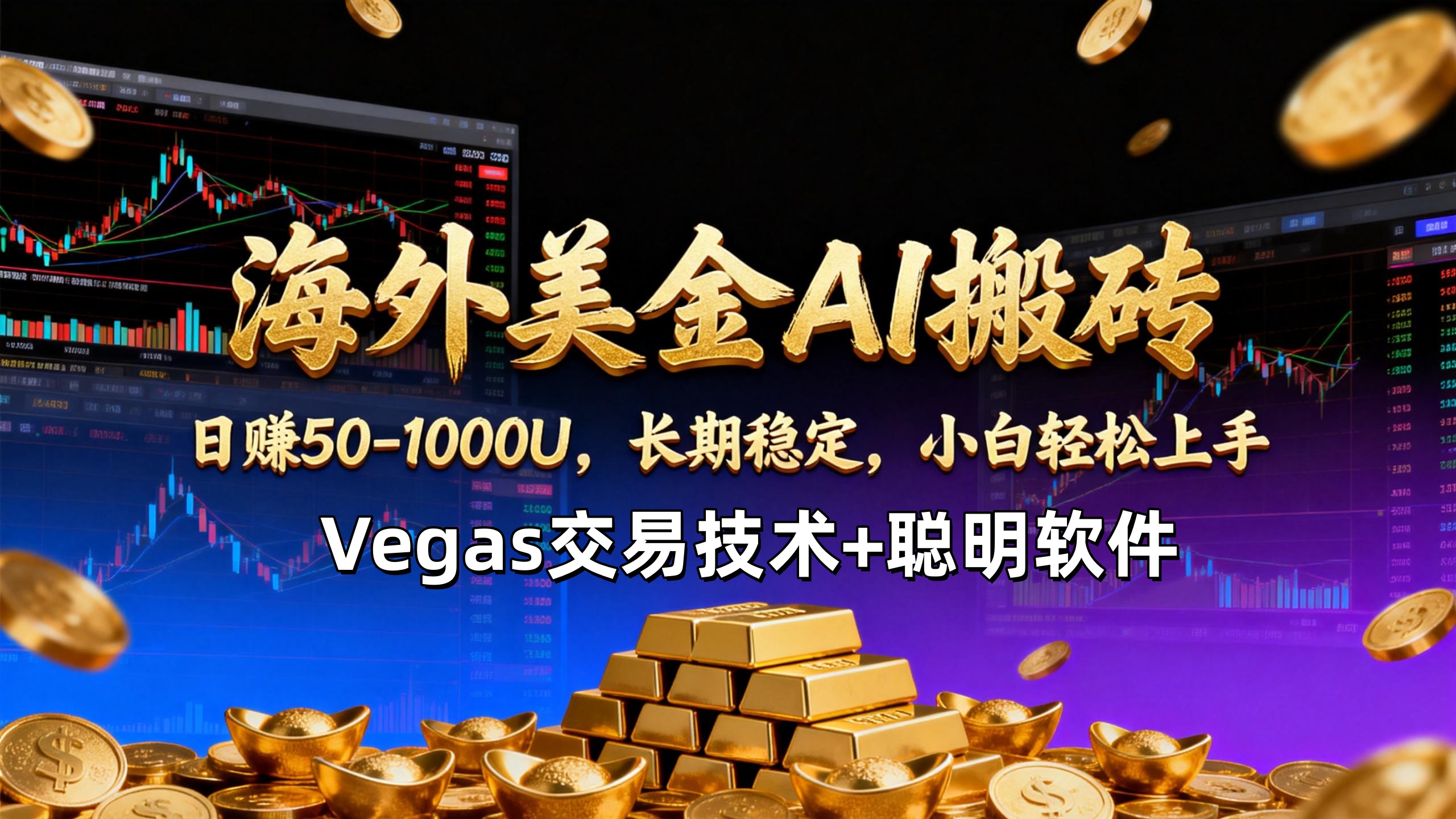 【海外美金AI搬砖】Vegas交易技术+聪明软件，日赚50-1000U，长期稳定，小白轻松上手。-白蛇网赚-余宽网创