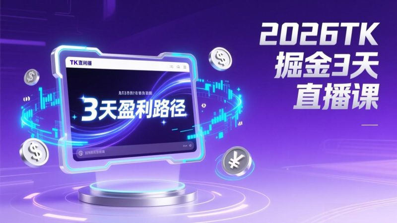 2026TK掘金直播课，起号涨粉+直播带货+商单变现+3天打通盈利路径，月入过万美金-白蛇网赚-余宽网创