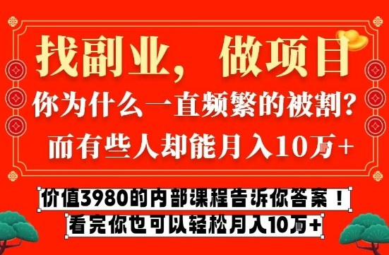 价值3980的网创内部课程，告诉你互联网创业月入10个W的秘密【揭秘】-白蛇网赚-余宽网创