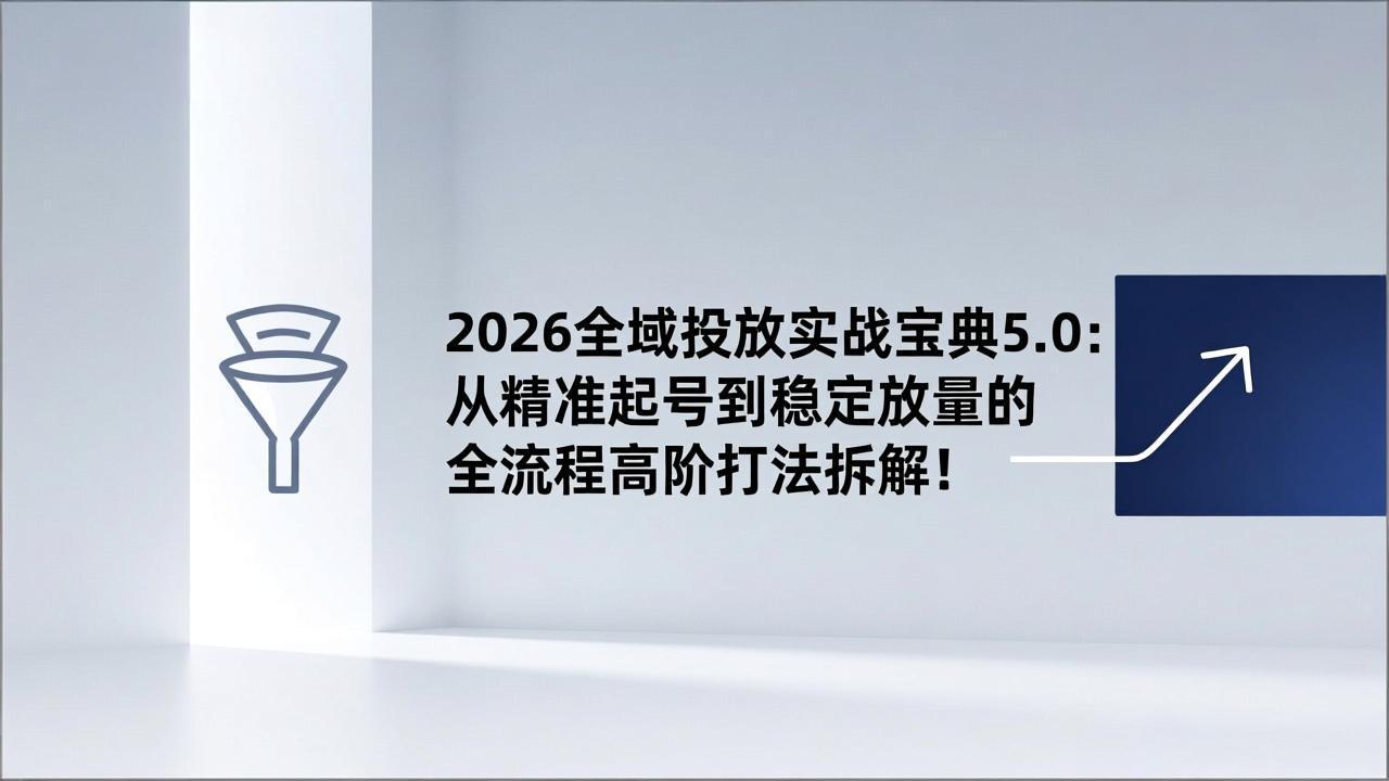 2026全域投放实战宝典5.0：从精准起号到稳定放量的全流程高阶打法拆解！-白蛇网赚-余宽网创