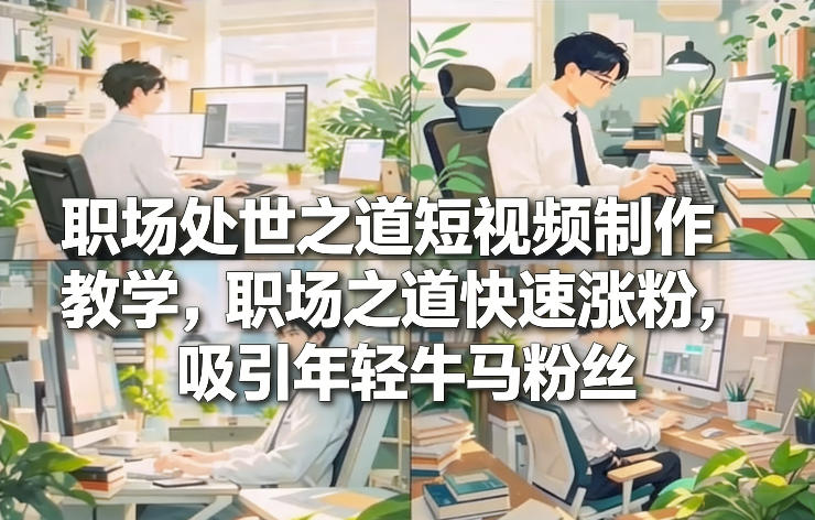 职场处世之道短视频制作教学，职场之道快速涨粉，吸引年轻牛马粉丝-白蛇网赚-余宽网创