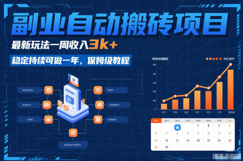 副业自动搬砖项目，最新玩法一周收入3k+，稳定持续可做一年，保姆级教程【揭秘】-白蛇网赚-余宽网创