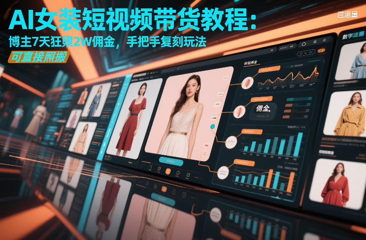 AI女装短视频带货教程：博主7天狂賺2W佣金，手把手复刻玩法，可直接照搬-白蛇网赚-余宽网创