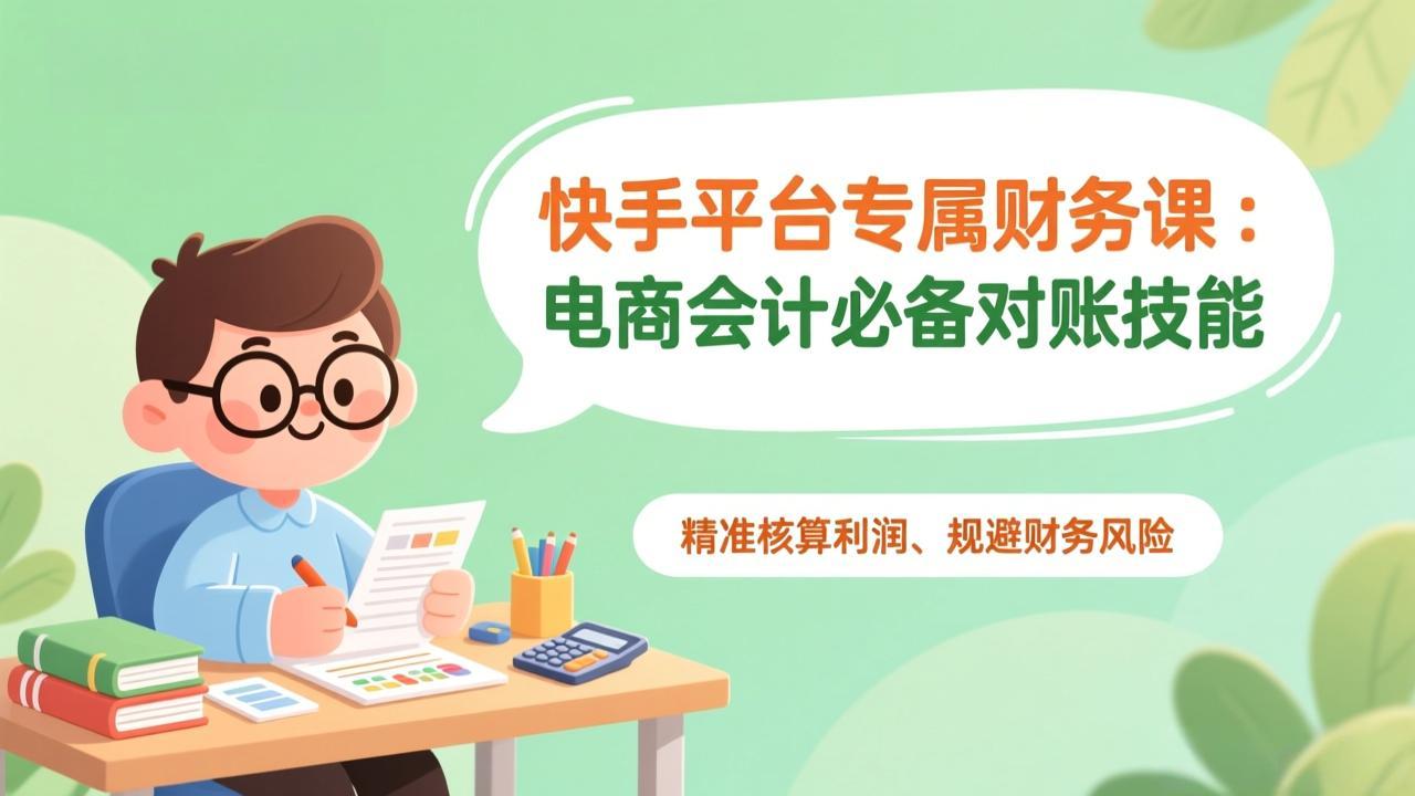 快手平台专属财务课：电商会计必备对账技能，精准核算利润、规避财务风险-白蛇网赚-余宽网创