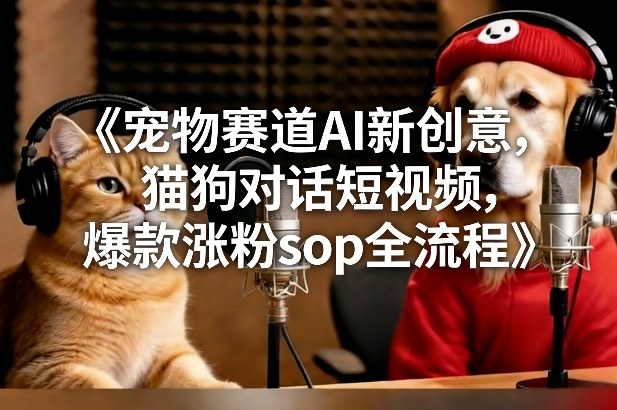 宠物赛道AI新创意，猫狗对话短视频，爆款涨粉sop全流程-白蛇网赚-余宽网创