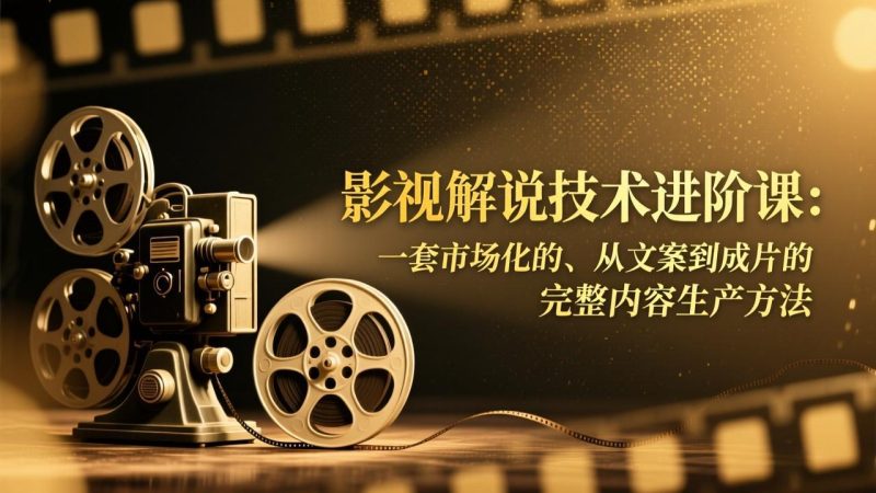 影视解说技术进阶课:一套市场化的、从文案到成片的完整内容生产方法-白蛇网赚-余宽网创