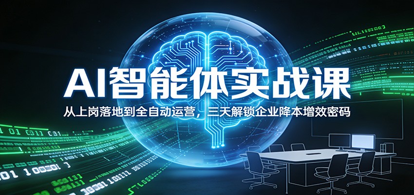 AI智能体实战课：从上岗落地到全自动运营，三天解锁企业降本增效密码-白蛇网赚-余宽网创