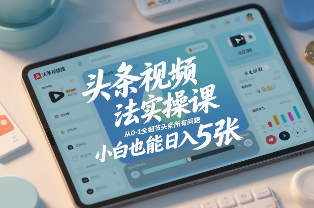 头条视频玩法实操课,从0-1全细节头条所有问题,小白也能日入5张-白蛇网赚-余宽网创