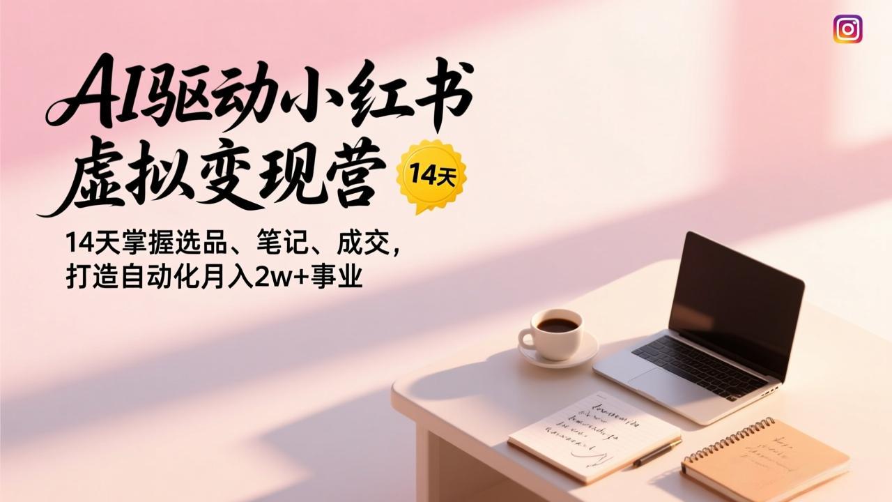 AI驱动小红书虚拟变现营，14天掌握选品、笔记、成交，打造自动化月入2w+事业-白蛇网赚-余宽网创
