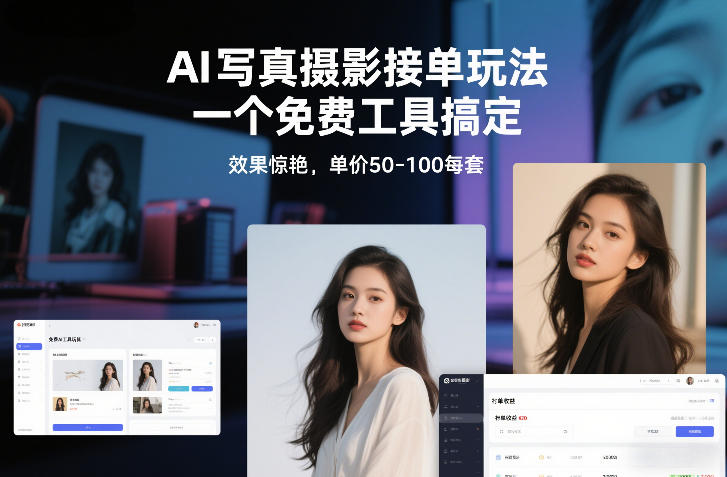 AI写真摄影接单玩法，一个免费工具搞定，效果惊艳，单价50-100每套-白蛇网赚-余宽网创