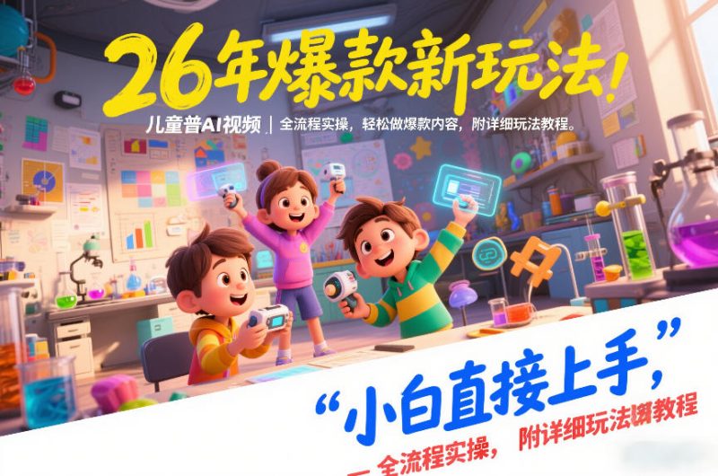 26年爆款新玩法，儿童科普AI视频，全流程实操，轻松做爆款内容，小白直接上手，附详细玩法教程-白蛇网赚-余宽网创