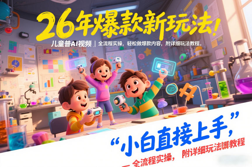 26年爆款新玩法，儿童科普AI视频，全流程实操，轻松做爆款内容，小白直接上手，附详细玩法教程-白蛇网赚-余宽网创