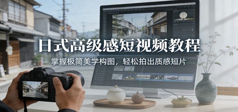 日式高级感短视频教程：掌握极简美学构图，轻松拍出质感短片-白蛇网赚-余宽网创