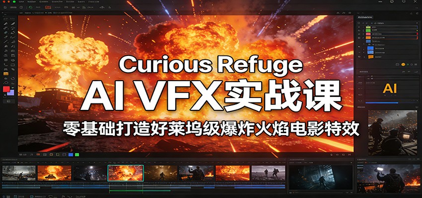 Curious Refuge AI VFX实战课，零基础打造好莱坞级爆炸火焰电影特效-白蛇网赚-余宽网创