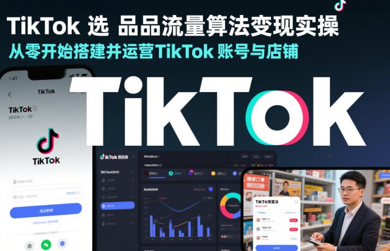 TikTok选品流量算法变现实操，从零开始搭建并运营TikTok账号与店铺-白蛇网赚-余宽网创