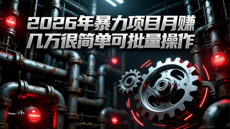 2026年暴力项目月赚几万很简单可批量操作，成本低，利润大-白蛇网赚-余宽网创