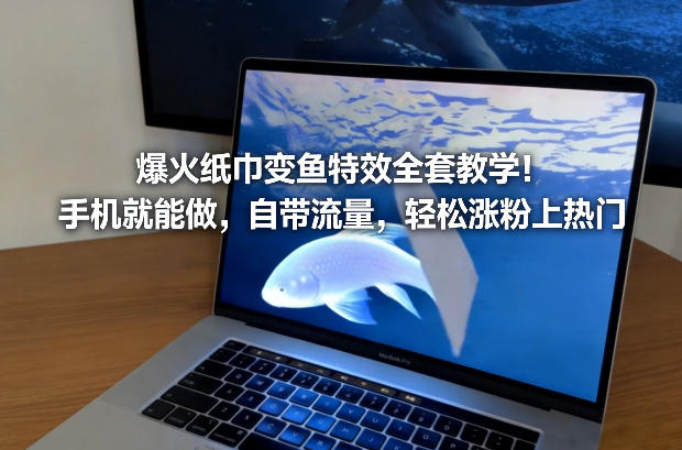 爆火纸巾变鱼特效全套教学！手机就能做，自带流量，轻松涨粉上热门-白蛇网赚-余宽网创