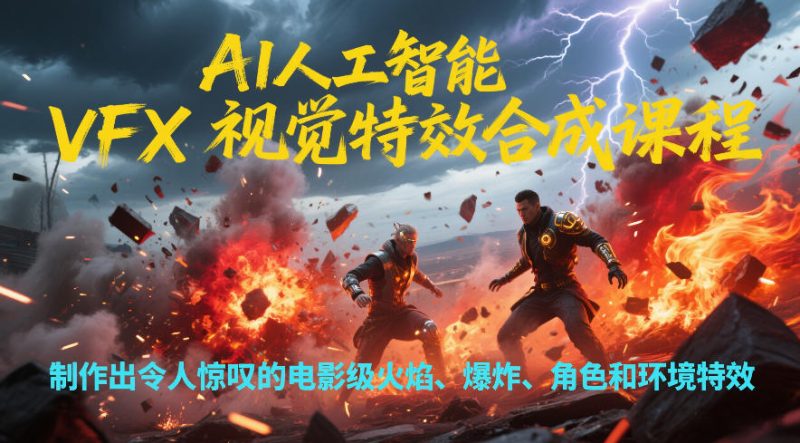 AI人工智能VFX视觉特效合成课程，制作出令人惊叹的电影级火焰、爆炸、角色和环境特效-白蛇网赚-余宽网创