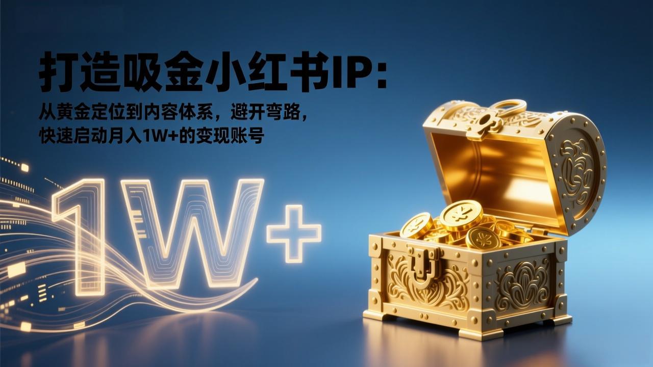 打造吸金小红书IP：从黄金定位到内容体系，避开弯路，快速启动月入1W+的变现账号-白蛇网赚-余宽网创