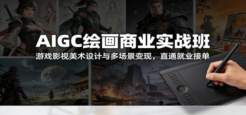 AIGC绘画商业实战班：游戏影视美术设计与多场景变现，直通就业接单-白蛇网赚-余宽网创