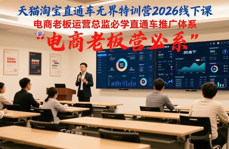 天猫淘宝直通车无界特训营2026线下课，电商老板运营总监必学直通车推广体系-白蛇网赚-余宽网创