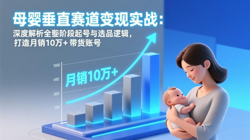 母婴垂直赛道变现实战：深度解析三大阶段起号与选品逻辑，打造月销10万+带货账号-白蛇网赚-余宽网创