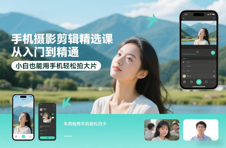 手机摄影剪辑精选课，从入门到精通，小白也能用手机轻松拍大片-白蛇网赚-余宽网创