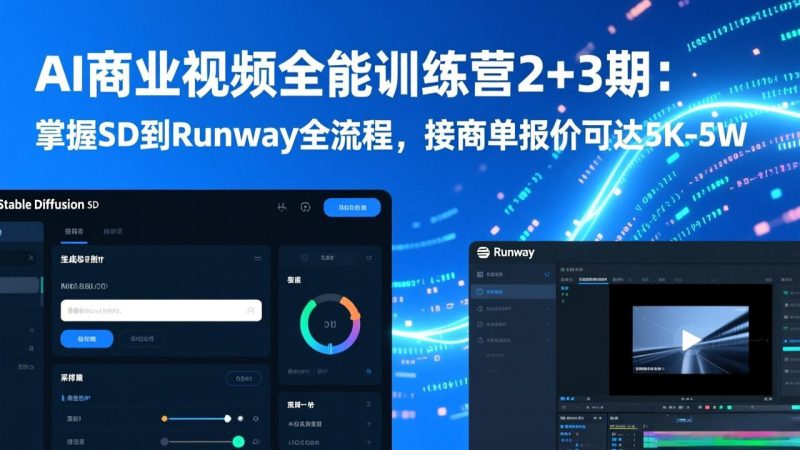 AI商业视频全能训练营2+3期：掌握SD到Runway全流程，接商单报价可达5K-5W-白蛇网赚-余宽网创