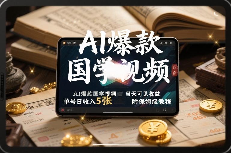 AI爆款国学视频，独家起号方法，小白直接上手，当天可见收益，单号日收入5张+附保姆级教程-白蛇网赚-余宽网创