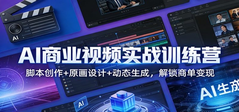 AI商业视频实战训练营：脚本创作+原画设计+动态生成，解锁商单变现-白蛇网赚-余宽网创