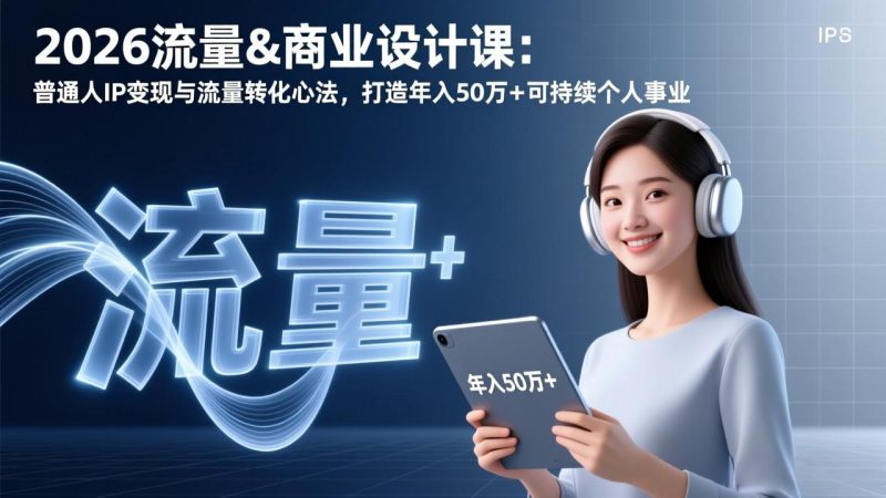 2026流量&商业设计课：普通人IP变现与流量转化心法，打造年入50万+可持续个人事业-白蛇网赚-余宽网创