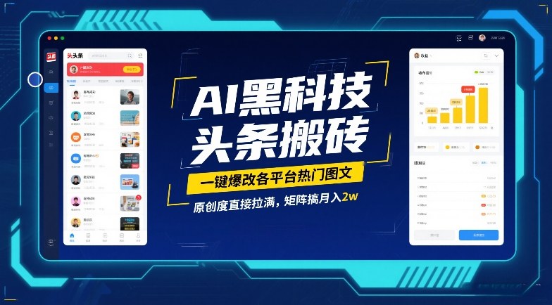 AI黑科技头条搬砖，一键爆改各平台热门图文，原创度直接拉满，矩阵搞月入2W【揭秘】-白蛇网赚-余宽网创
