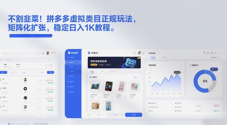 不割韭菜！拼多多虚拟类目正规玩法，矩阵化扩张，稳定日入1K教程【揭秘】-白蛇网赚-余宽网创