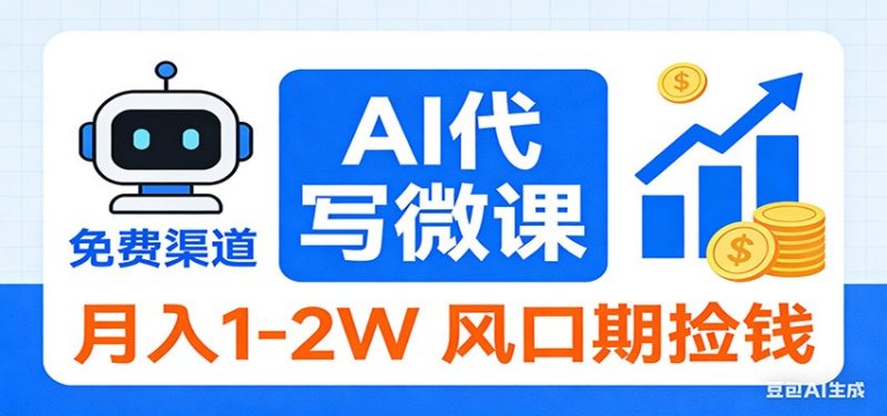2026告别打工！AI 代写微课，提供免费渠道，月入 1-2W 风口期捡钱-白蛇网赚-余宽网创