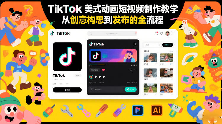 TikTok美式动画短视频制作教学，从创意构思到发布的全流程-白蛇网赚-余宽网创