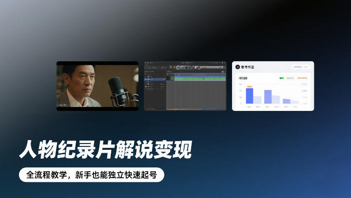 人物纪录片解说变现，全流程教学，新手也能独立快速起号-白蛇网赚-余宽网创
