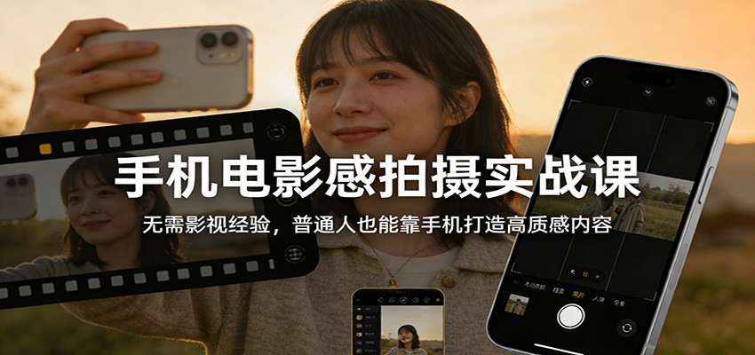 手机电影感拍摄实战课：无需影视经验，普通人也能靠手机打造高质感内容-白蛇网赚-余宽网创