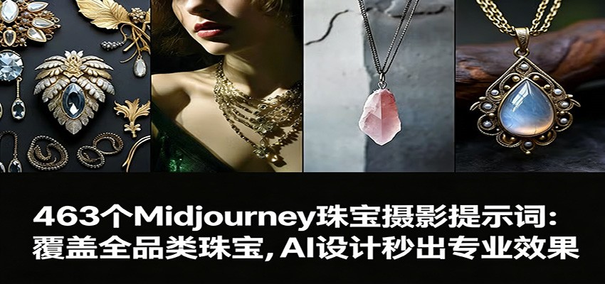 463个Midjourney珠宝摄影提示词：覆盖全品类珠宝，AI设计秒出专业效果-白蛇网赚-余宽网创