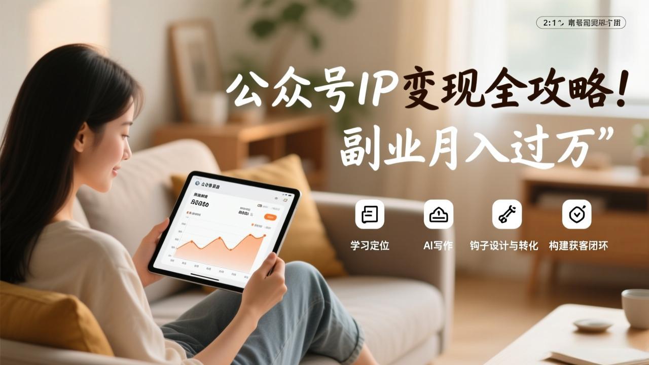 公众号IP变现全攻略，学习定位、AI写作、钩子设计与转化，构建获客闭环，副业月入过万-白蛇网赚-余宽网创