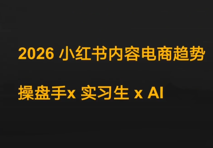 迪安·2026小红书内容电商趋势操盘手x实习生xAI-白蛇网赚-余宽网创
