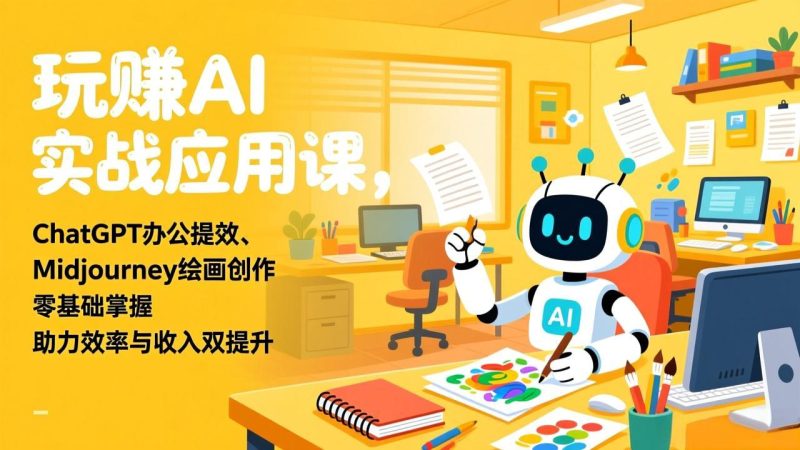 玩赚AI实战应用课，ChatGPT办公提效、Midjourney绘画创作，零基础掌握，助力效率与收入双提升-白蛇网赚-余宽网创
