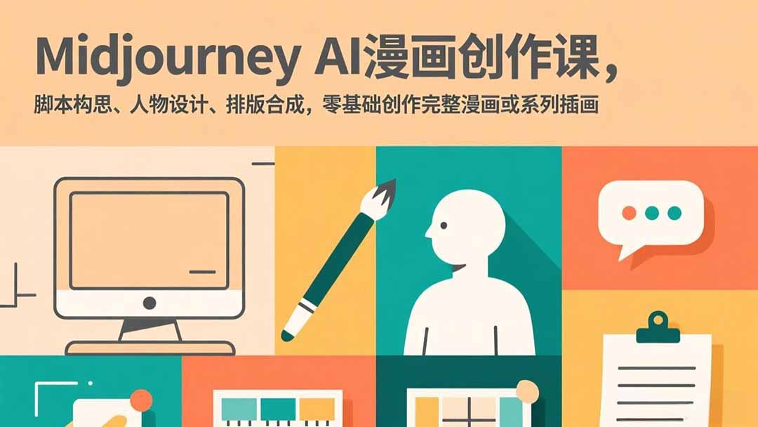 Midjourney AI漫画创作课，脚本构思、人物设计、排版合成，零基础创作完整漫画或系列插画-白蛇网赚-余宽网创