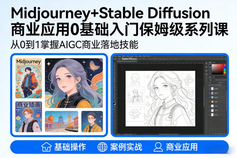 AIGC商业应用Midjourney+Stable Diffusion教程，0基础入门保姆级系列课-白蛇网赚-余宽网创