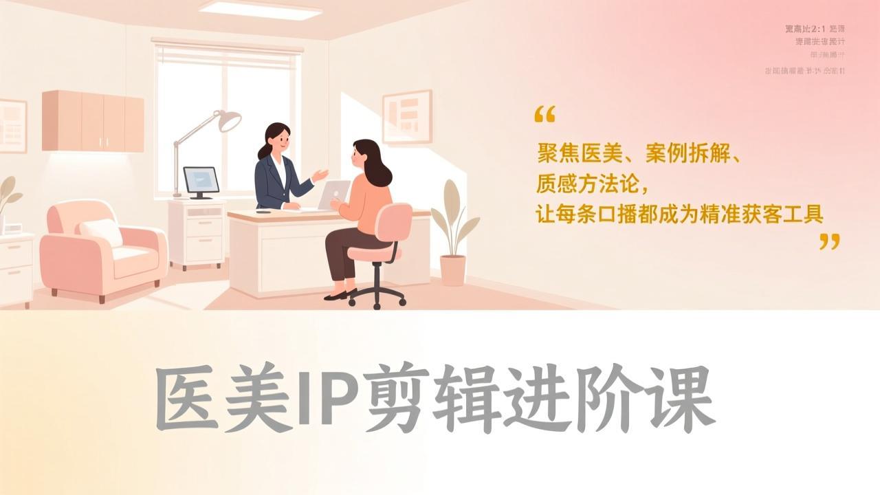 医美IP剪辑进阶课，聚焦医美、案例拆解、质感方法论，让每条口播都成为精准获客工具-白蛇网赚-余宽网创