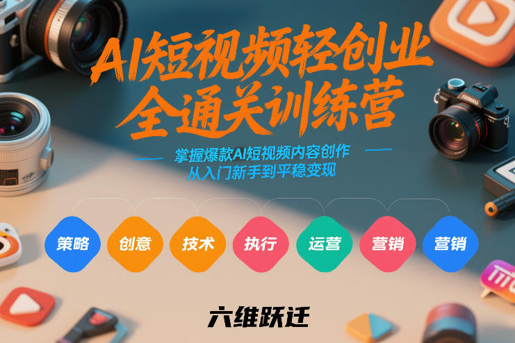 AI短视频轻创业全通关训练营，掌握爆款AI短视频内容创作，从入门新手到平稳变现的六维跃迁-白蛇网赚-余宽网创