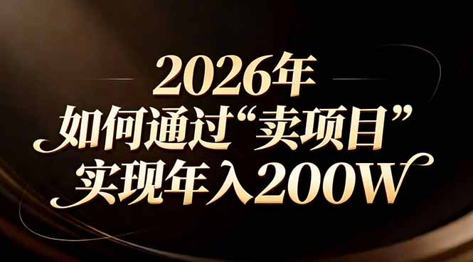 站在2026年的十字路口：一个普通人如何通过卖项目实现年入200万-白蛇网赚-余宽网创