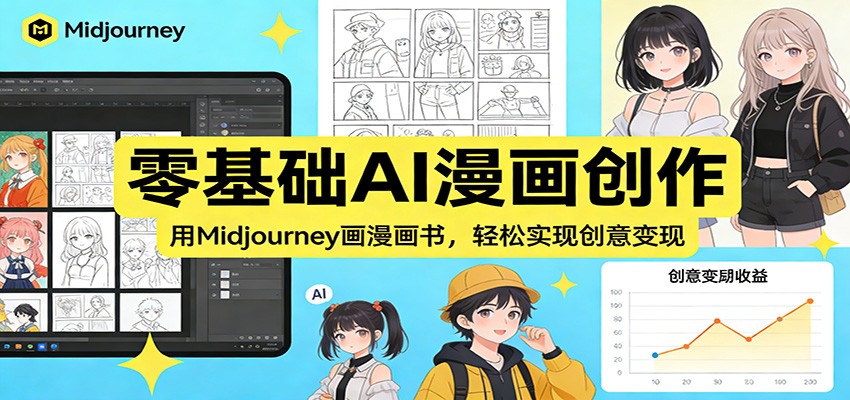零基础AI漫画创作：用Midjourney画漫画书，轻松实现创意变现-白蛇网赚-余宽网创