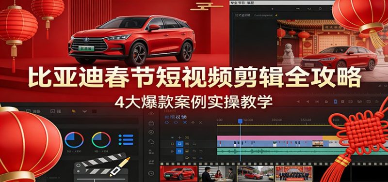 比亚迪春节短视频剪辑全攻略，4大爆款案例实操教学-白蛇网赚-余宽网创